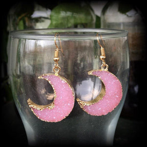 Gemstone moon earrings 