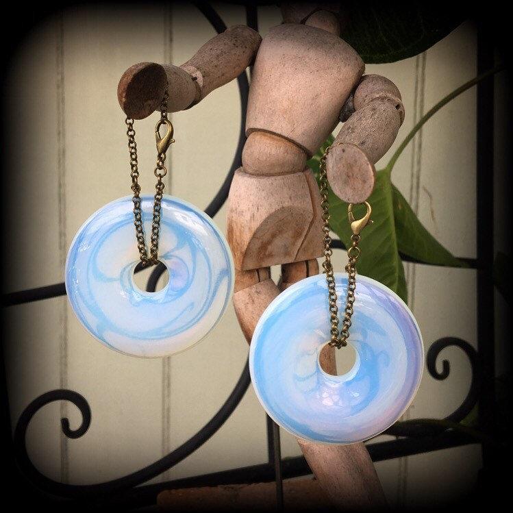 Opalite earrings-Moonstone ear hangers