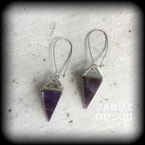 Amethyst earrings-Gemstone earrings