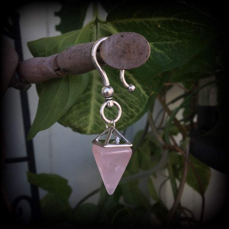 Rose quartz single earring