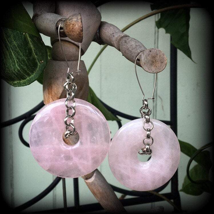 Rose Quartz earrings-Gemstone earrings