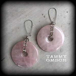 Rose Quartz earrings-Gemstone earrings