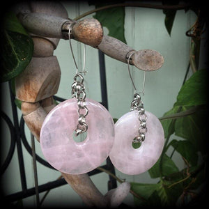 Rose Quartz earrings-Gemstone earrings