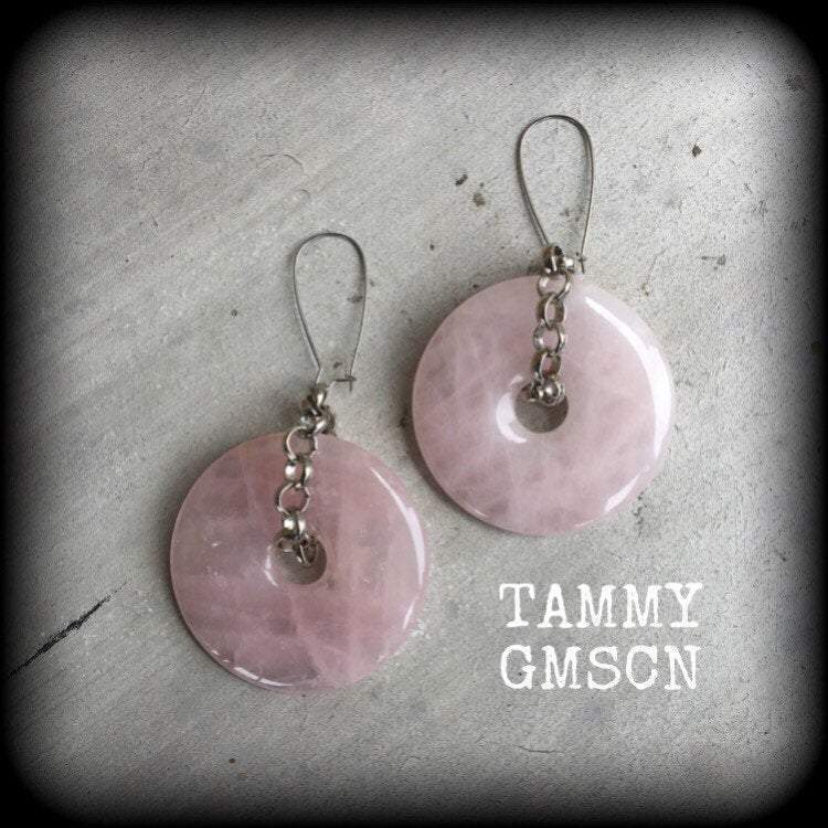 Rose Quartz earrings-Gemstone earrings