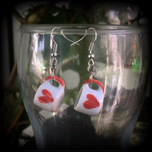 Teacup earrings-Heart earrings