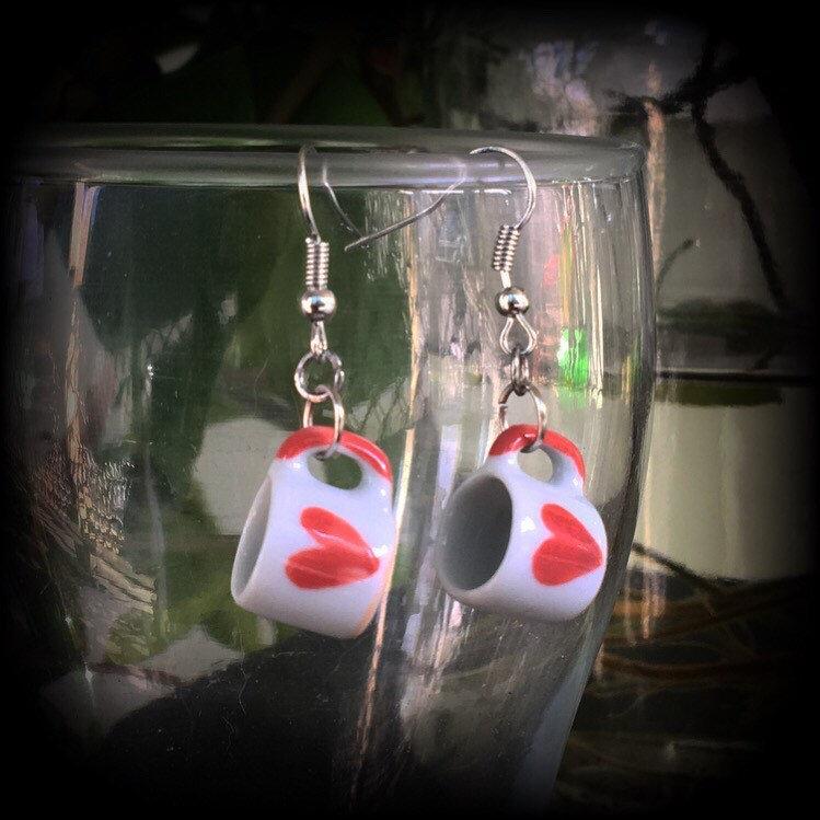 Teacup earrings-Heart earrings