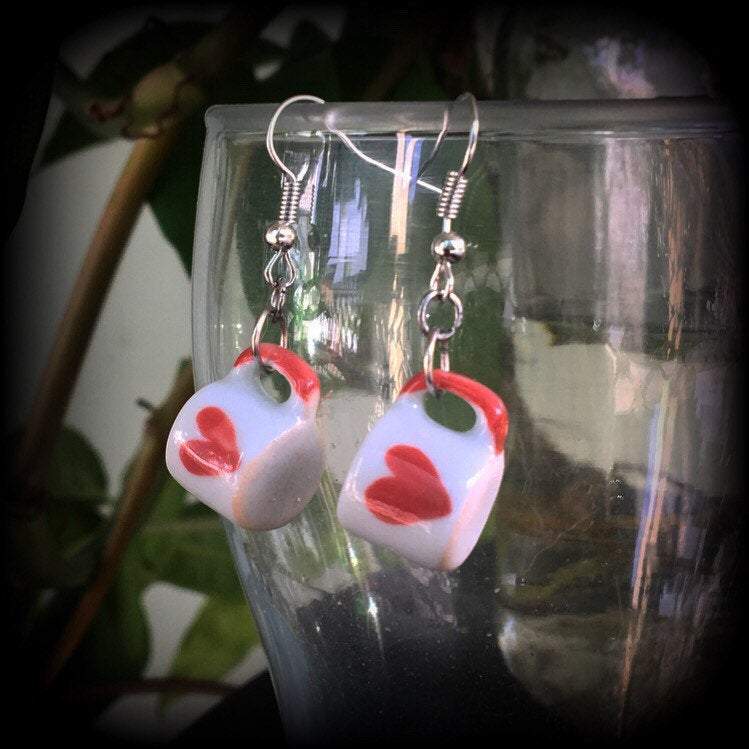 Teacup earrings-Heart earrings