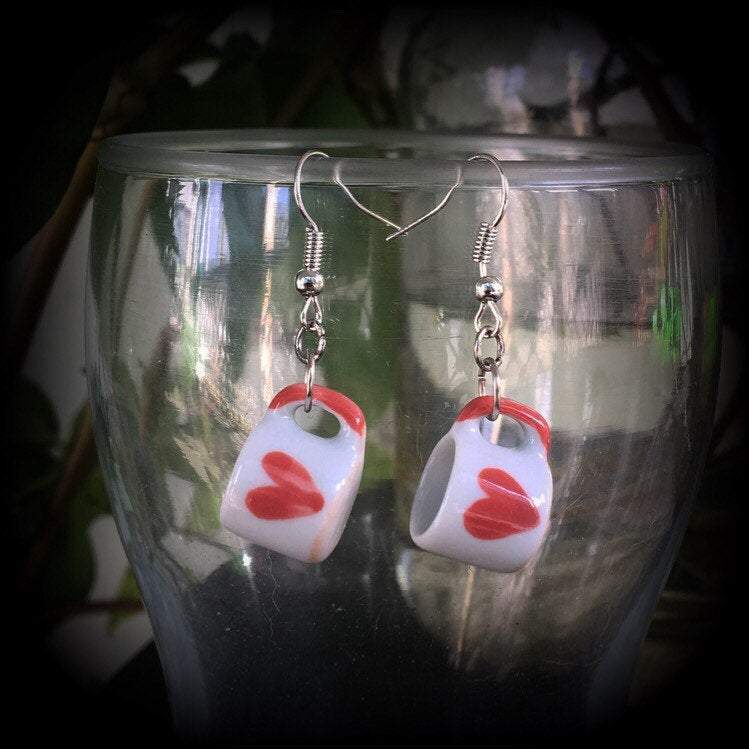 Teacup earrings-Heart earrings