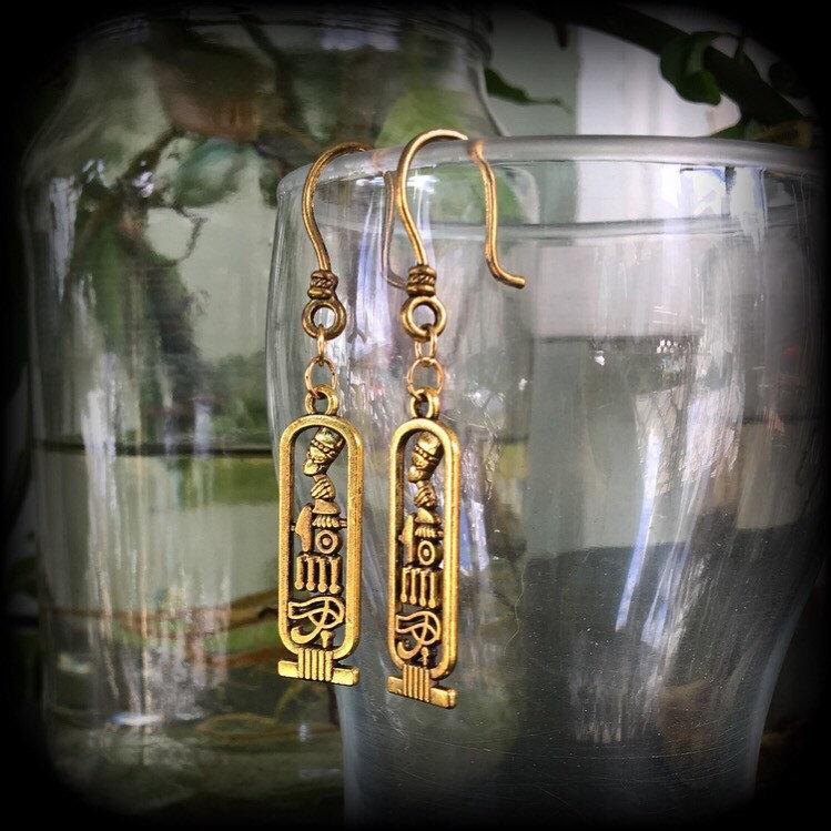 Egyptian cartouche earrings-Ear hangers