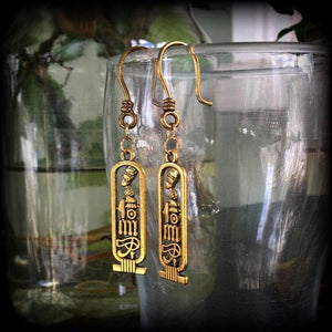 Egyptian cartouche earrings-Ear hangers