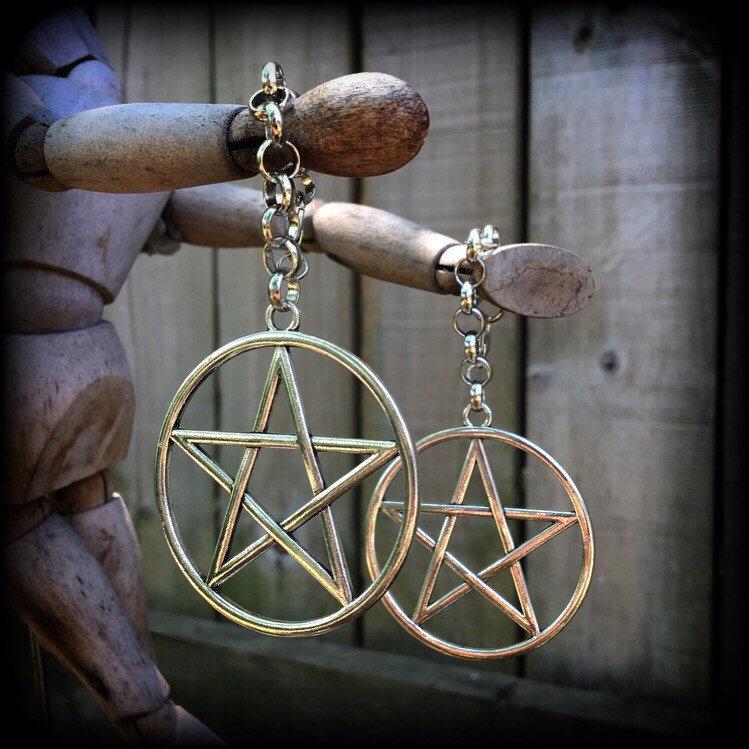 Pentagram tunnel friendly earrings