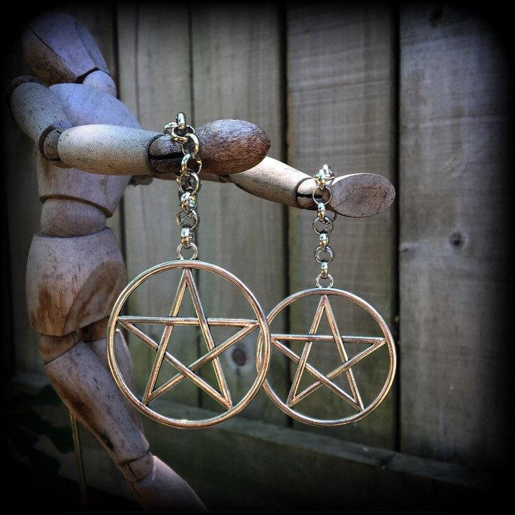 Pentagram tunnel friendly earrings