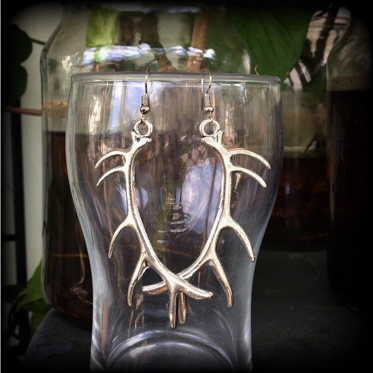 Antler Queen earrings-Horned goddess earrings