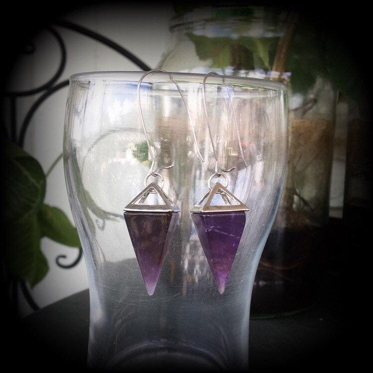 Amethyst earrings-Gemstone earrings