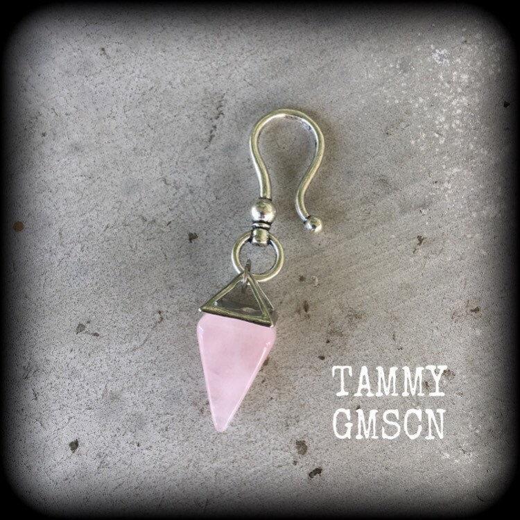 Rose quartz single earring