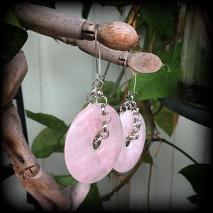 Rose Quartz earrings-Gemstone earrings