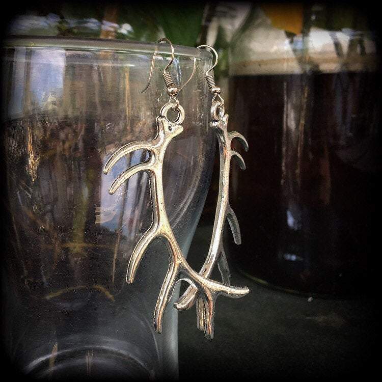 Antler Queen earrings-Horned goddess earrings