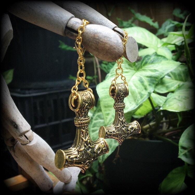 Thors Hammer earrings-Tunnel friendly earrings