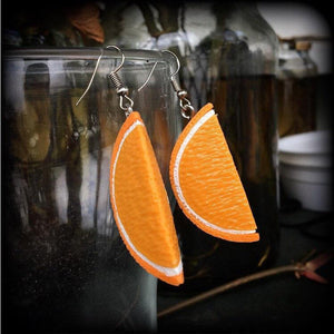 Orange slice earrings-Retro earrings