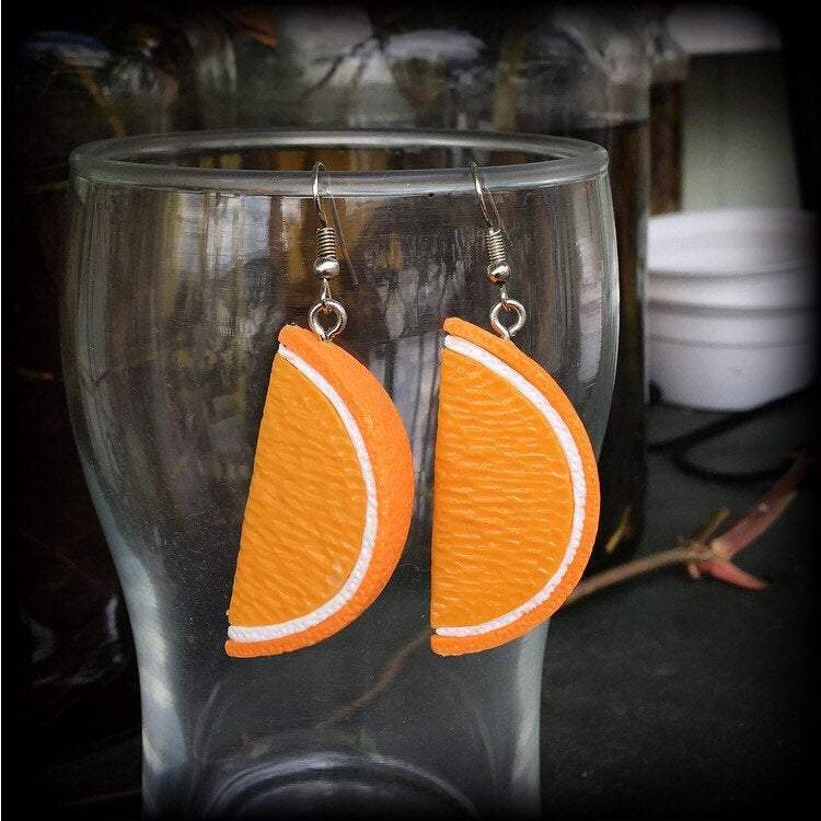 Orange slice earrings-Retro earrings