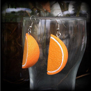 Orange slice earrings-Retro earrings