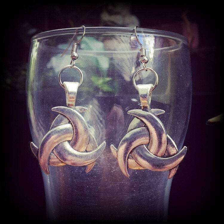 Triple horn of Odin earrings-Norse earrings