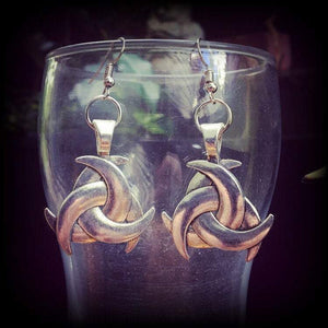 Triple horn of Odin earrings-Norse earrings