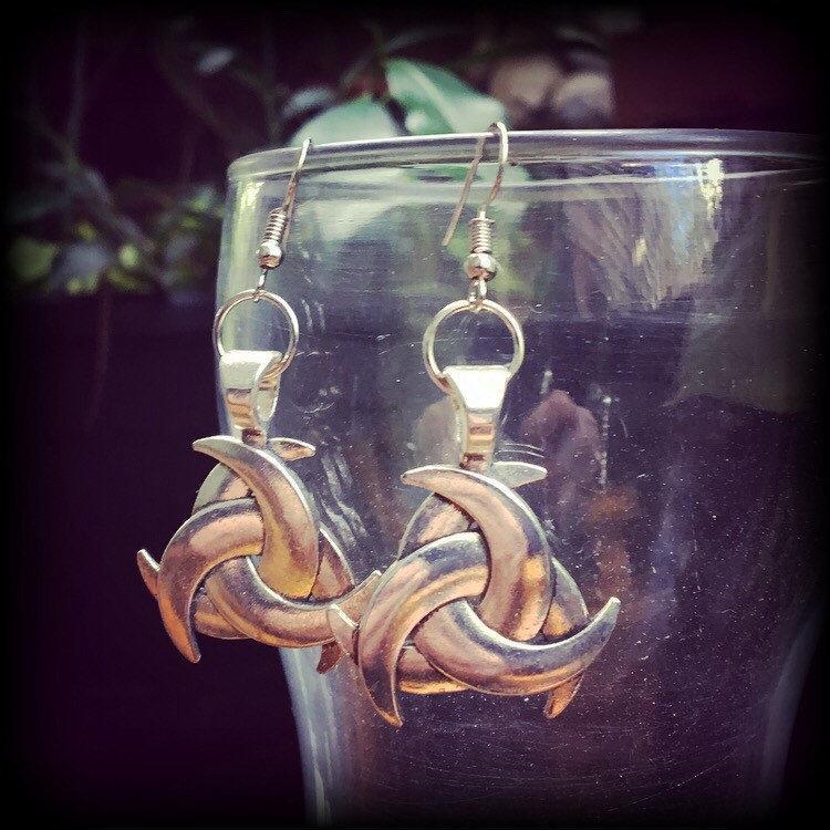 Triple horn of Odin earrings-Norse earrings