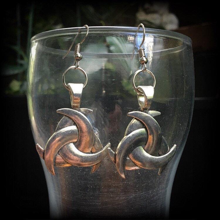 Triple horn of Odin earrings-Norse earrings