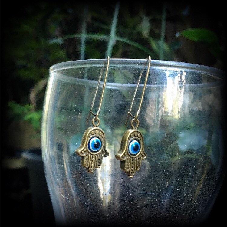 Hamsa hand earrings-Hand of Fatima earrings