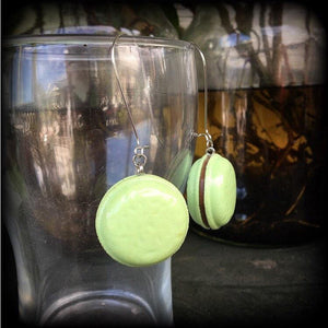 Pistacio macaron earrings-Biscuit earrings
