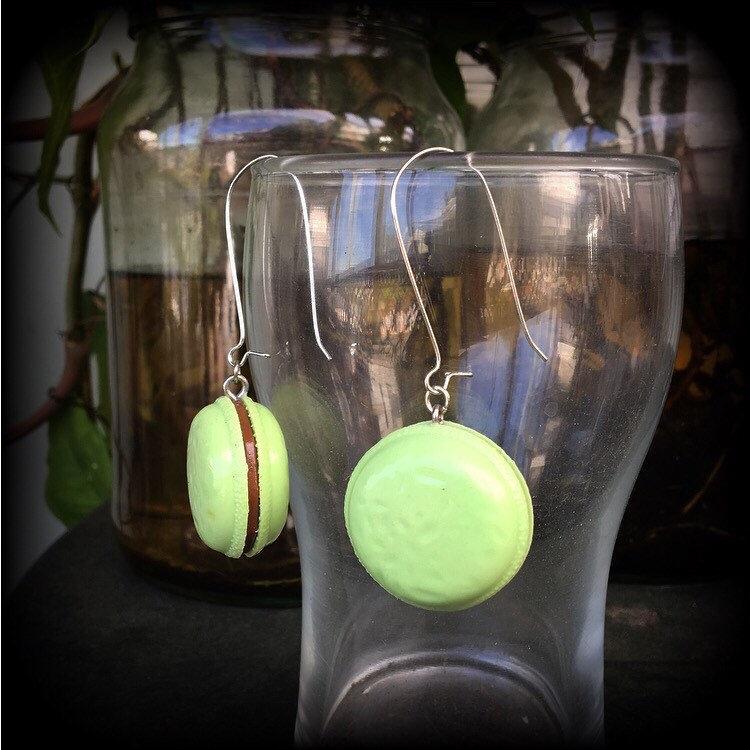 Pistacio macaron earrings-Biscuit earrings