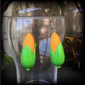 Corn cob earrings-Vegetable earrings