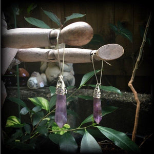 Amethyst earrings Amethyst body jewelry Gemstone earrings Gemstone ear hangers Pierced ears Stretched lobes Gauged earrings Tunnels
