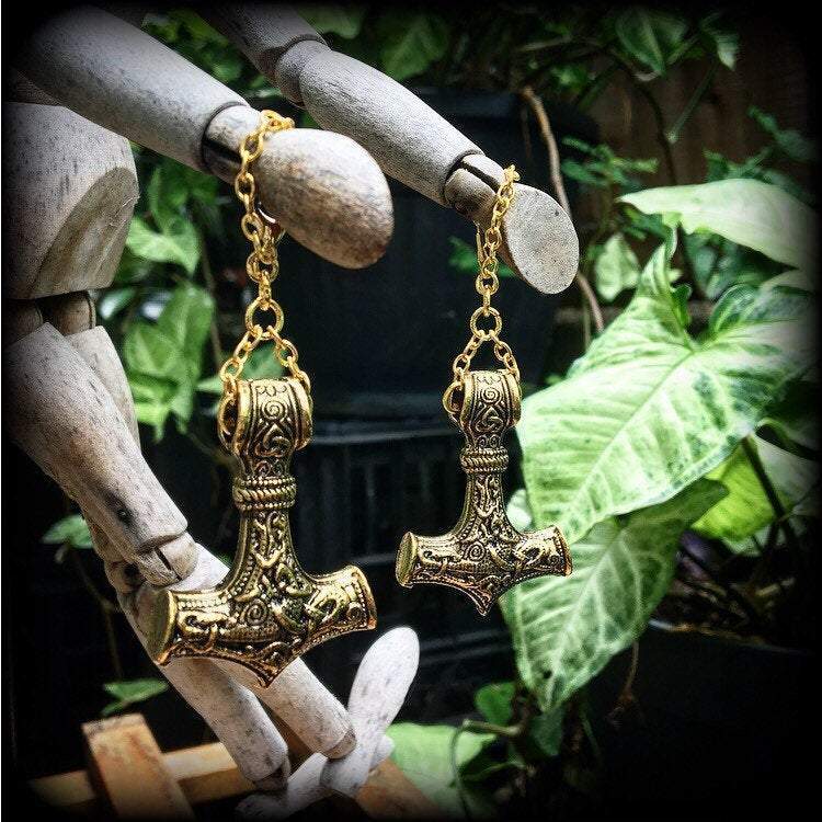 Thors Hammer earrings-Tunnel friendly earrings