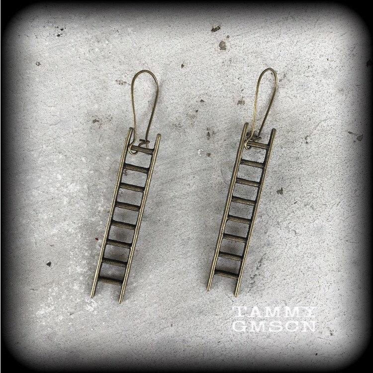 Ladder earrings-Bronze earrings