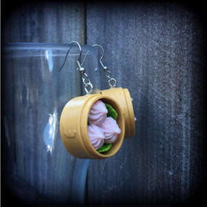 Pork Buns earrings-Dumpling earrings