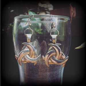 Triple horn of Odin earrings-Norse earrings