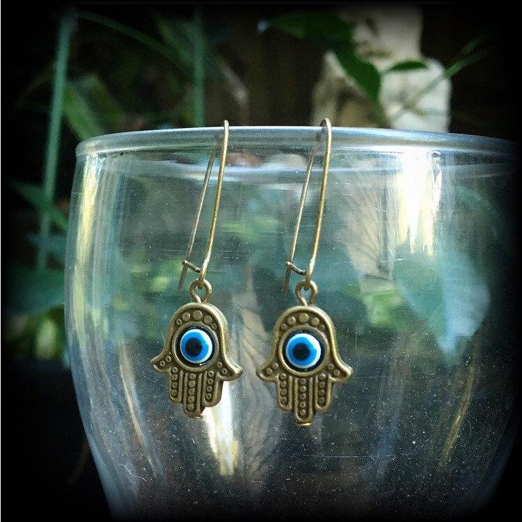 Hamsa hand earrings-Hand of Fatima earrings