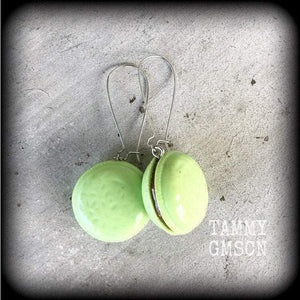 Pistacio macaron earrings-Biscuit earrings