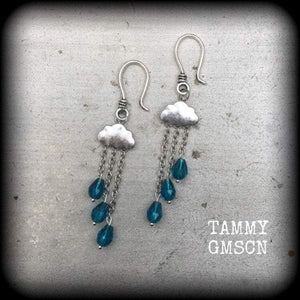 Cloud earrings-Rainy day tunnel earrings