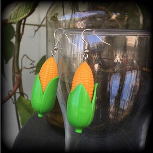 Corn cob earrings-Vegetable earrings