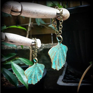 Ginkgo leaf earrings-Lotus leaf tunnel dangles