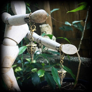 Bronze lantern earrings-Tunnel dangles