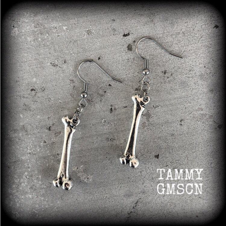 Leg bone earrings-Halloween earrings