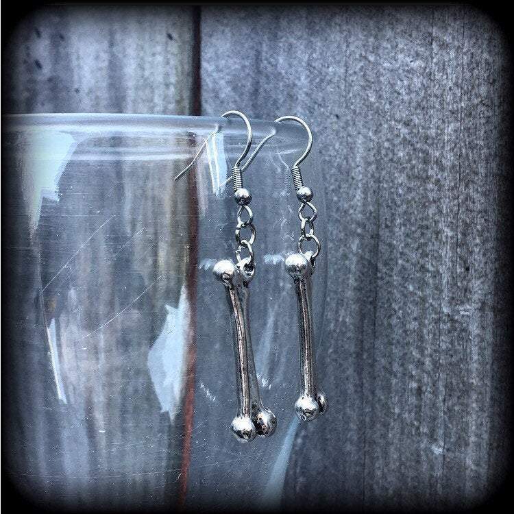 Leg bone earrings-Halloween earrings