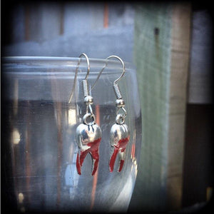 Bloodied tooth earrings-Halloween teeth earrings