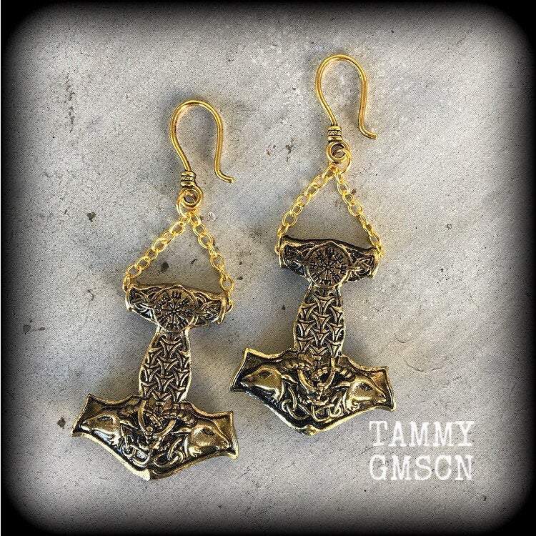 Thors Hammer earrings-Viking earrings