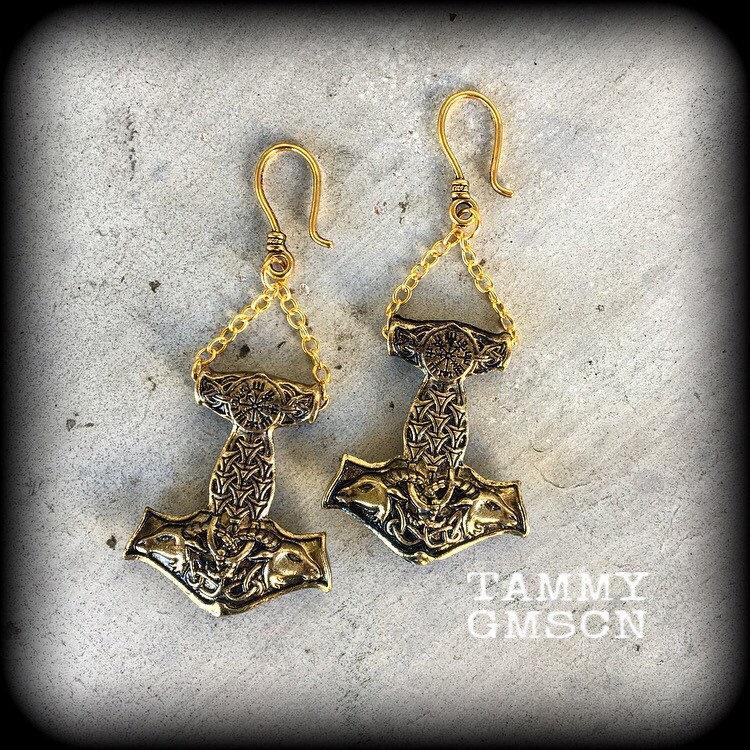 Thors Hammer earrings-Viking earrings