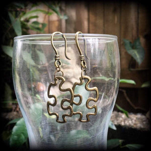 Jigsaw earrings-Tunnel friendly earrings